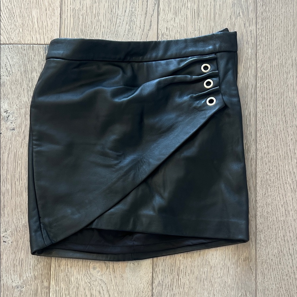 Maje Black Wrap Mini Skirt with Eyelet Detail